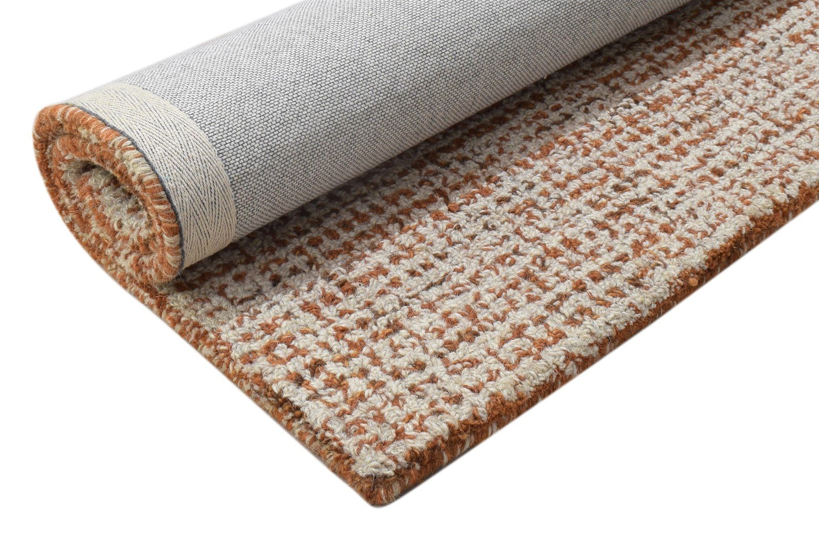 Wool Rust Rug 2' X 3' Modern Hand Tufted Scandinavian Solid Small Carpet 7864136040597
