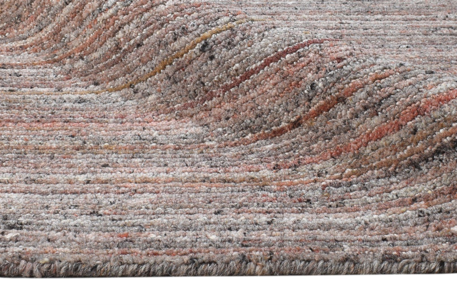 Wool Rust Rug 2' X 3' Modern Handloom Scandinavian Striped Small Carpet 7865134317717