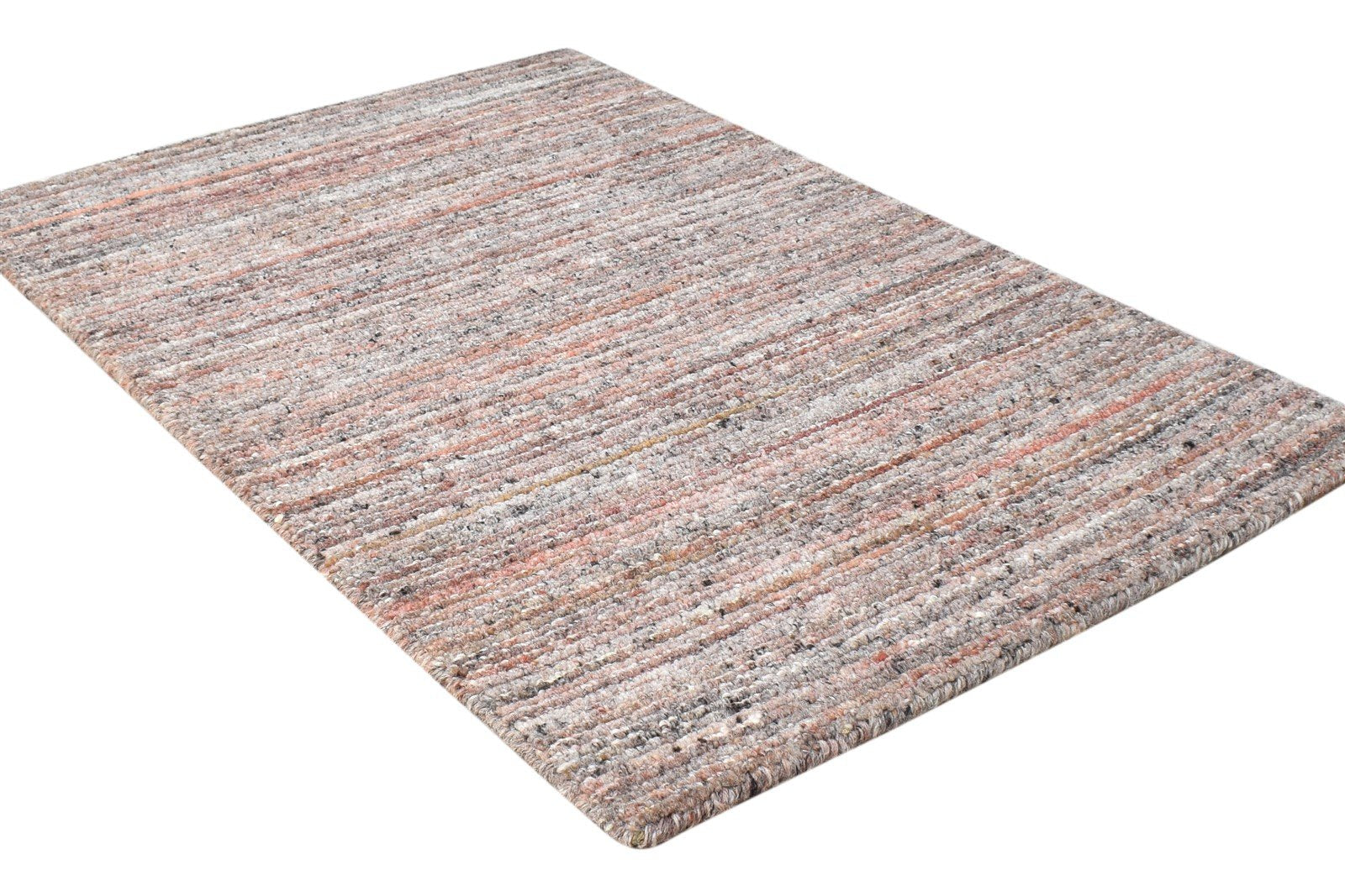 Wool Rust Rug 2' X 3' Modern Handloom Scandinavian Striped Small Carpet 7865134317717
