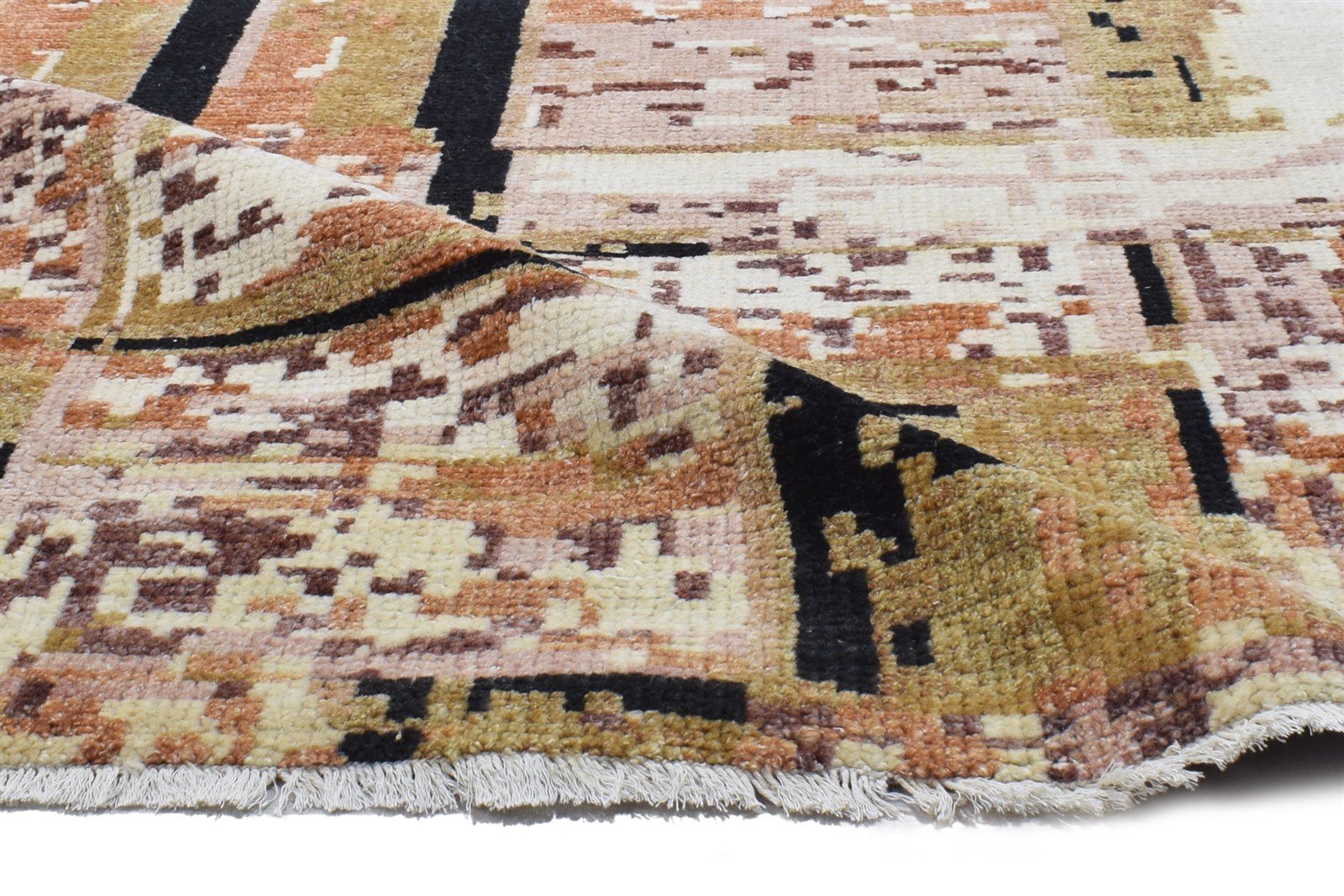 Wool Rust Rug 3' X 10' Modern Hand Knotted Indian Abstract Small Runner 7864144527509