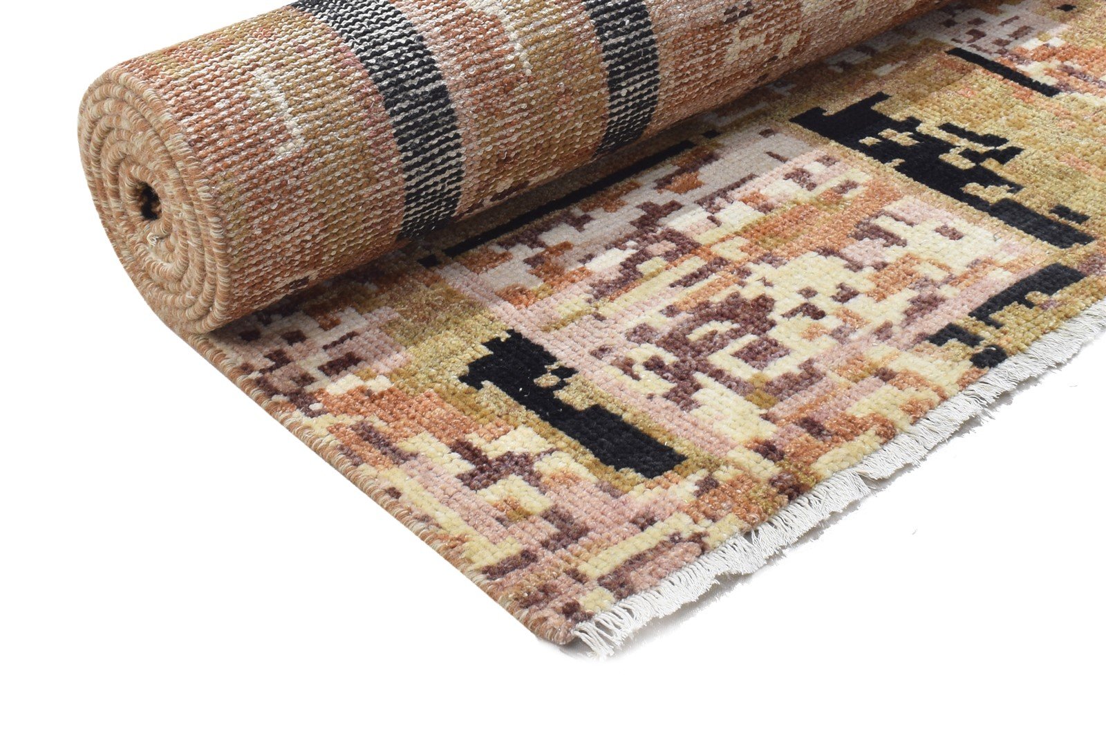 Wool Rust Rug 3' X 10' Modern Hand Knotted Indian Abstract Small Runner 7864144527509