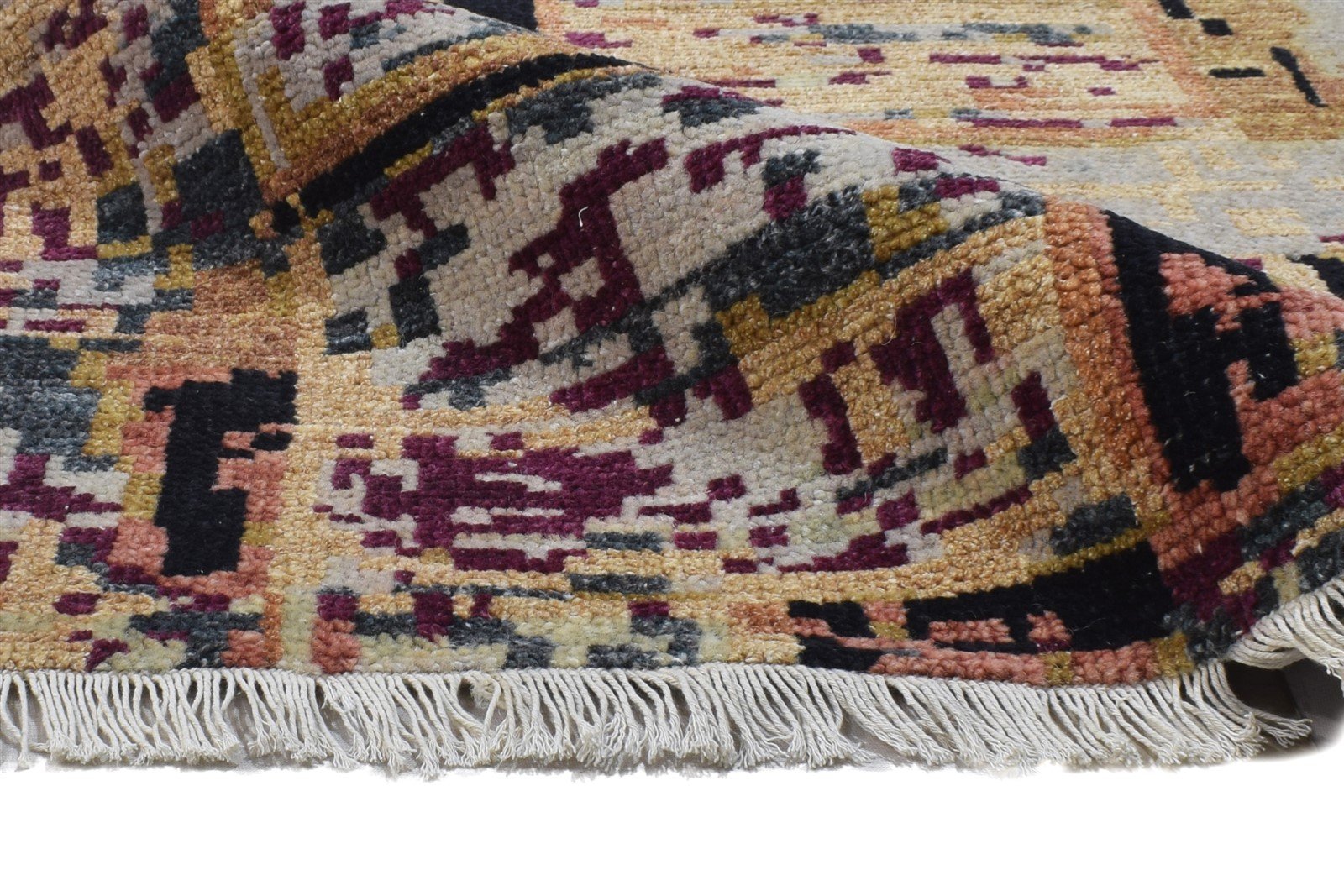 Wool Rust Rug 3' X 10' Modern Hand Knotted Indian Abstract Small Runner 7864828166293
