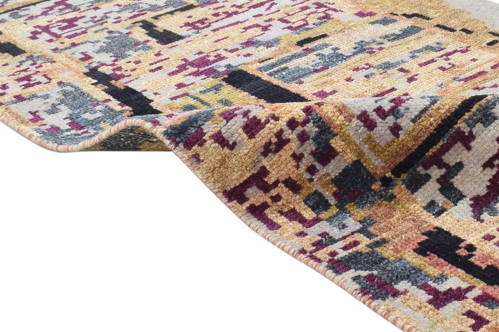 Wool Rust Rug 3' X 10' Modern Hand Knotted Indian Abstract Small Runner 7864828166293