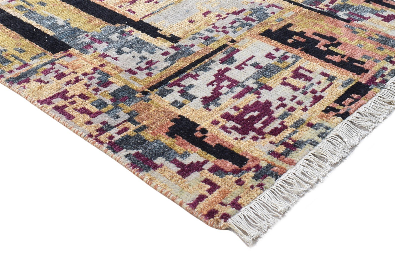 Wool Rust Rug 3' X 10' Modern Hand Knotted Indian Abstract Small Runner 7864828166293