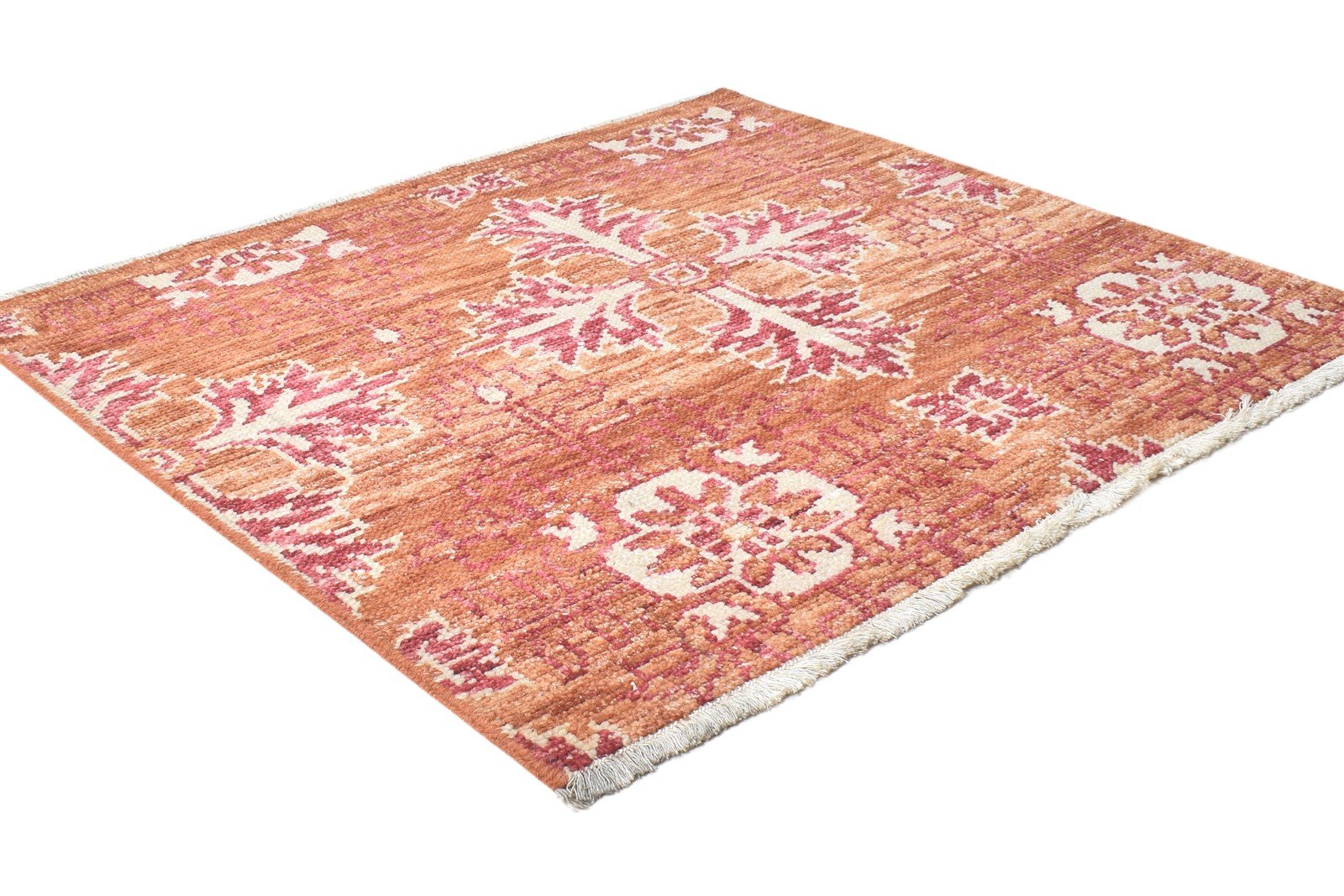 Wool Rust Rug 3' X 3' Persian Hand Knotted Moroccan Oriental Small Carpet 7864924012693