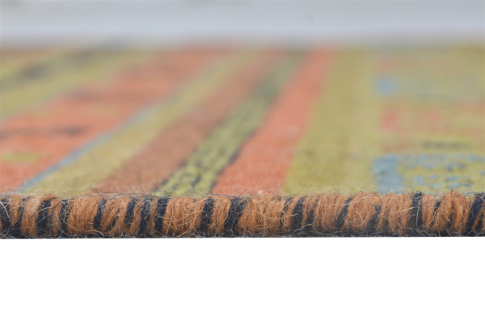 Wool Rust Rug 3' X 5' Modern Dhurrie Scandinavian Striped Room Size Carpet 7864989024405