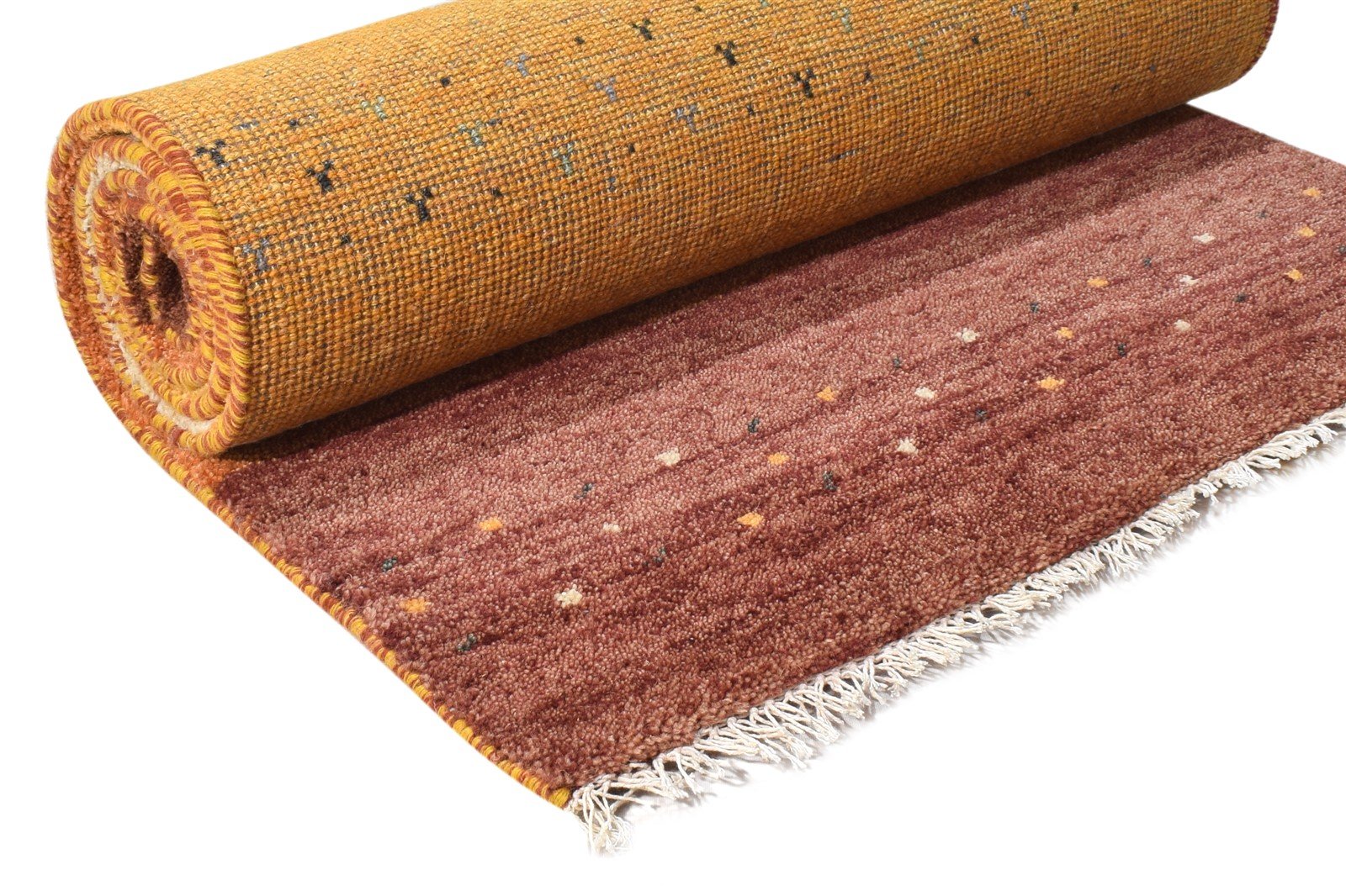 Wool Rust Rug 3' X 7' Southwestern Hand Knotted Gabbeh Striped Small Runner 7865065832597