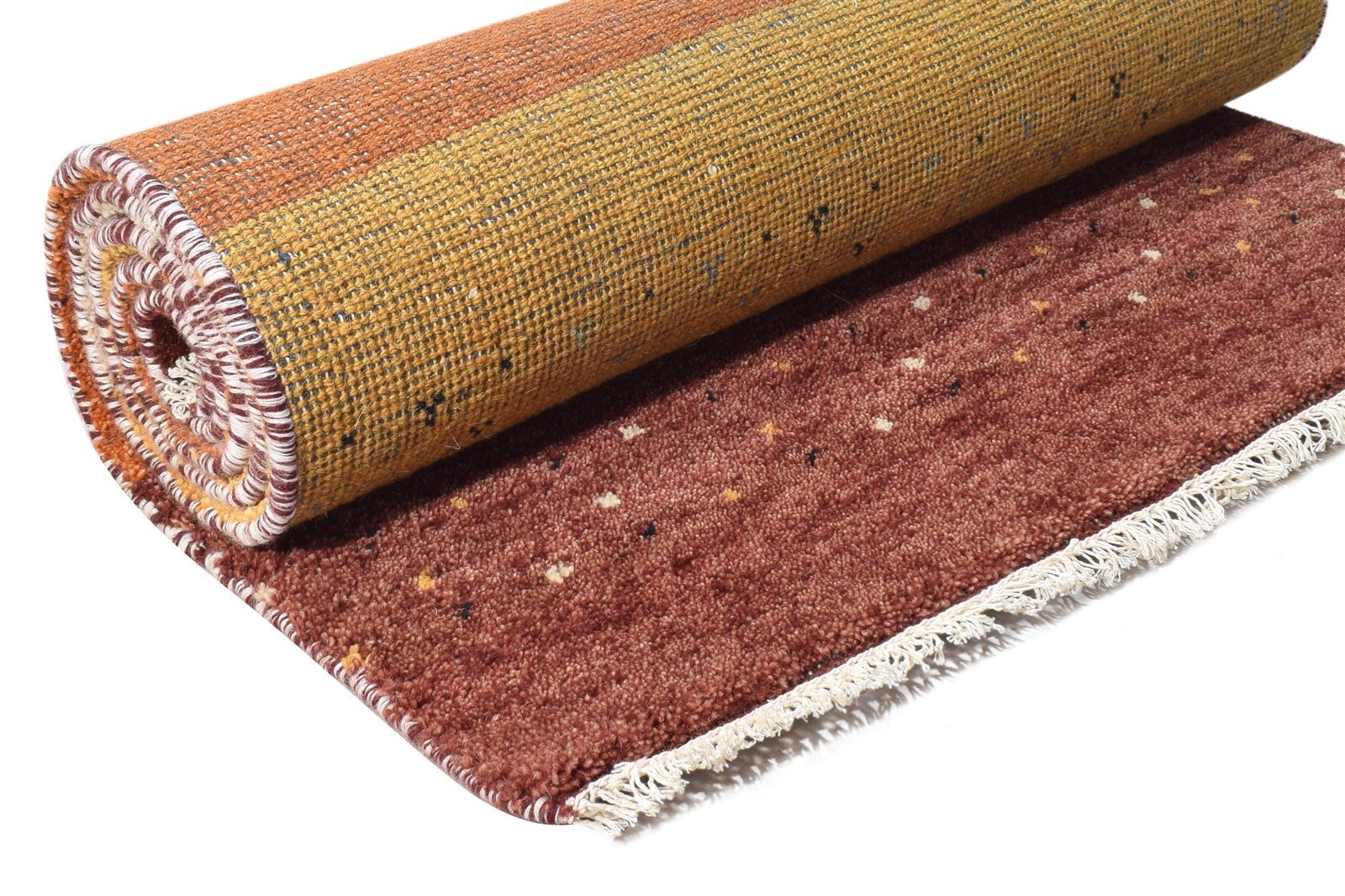 Wool Rust Rug 3' X 8' Southwestern Hand Knotted Gabbeh Striped Small Runner 7865065635989