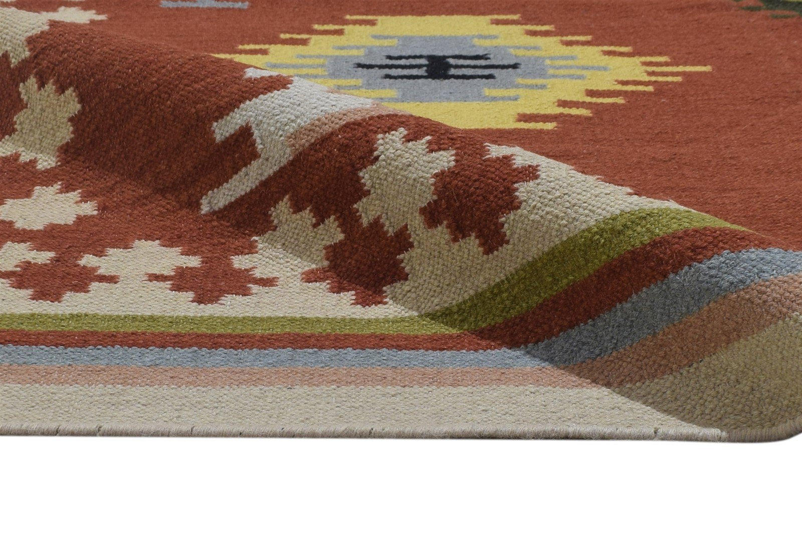 Wool Rust Rug 5' X 7' Persian Dhurrie Southwestern Tribal Room Size Carpet 7864374657173