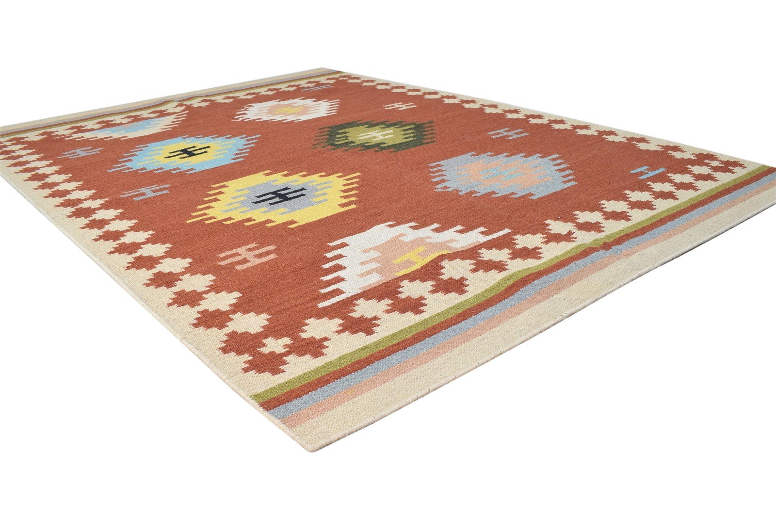 Wool Rust Rug 5' X 7' Persian Dhurrie Southwestern Tribal Room Size Carpet 7864374657173