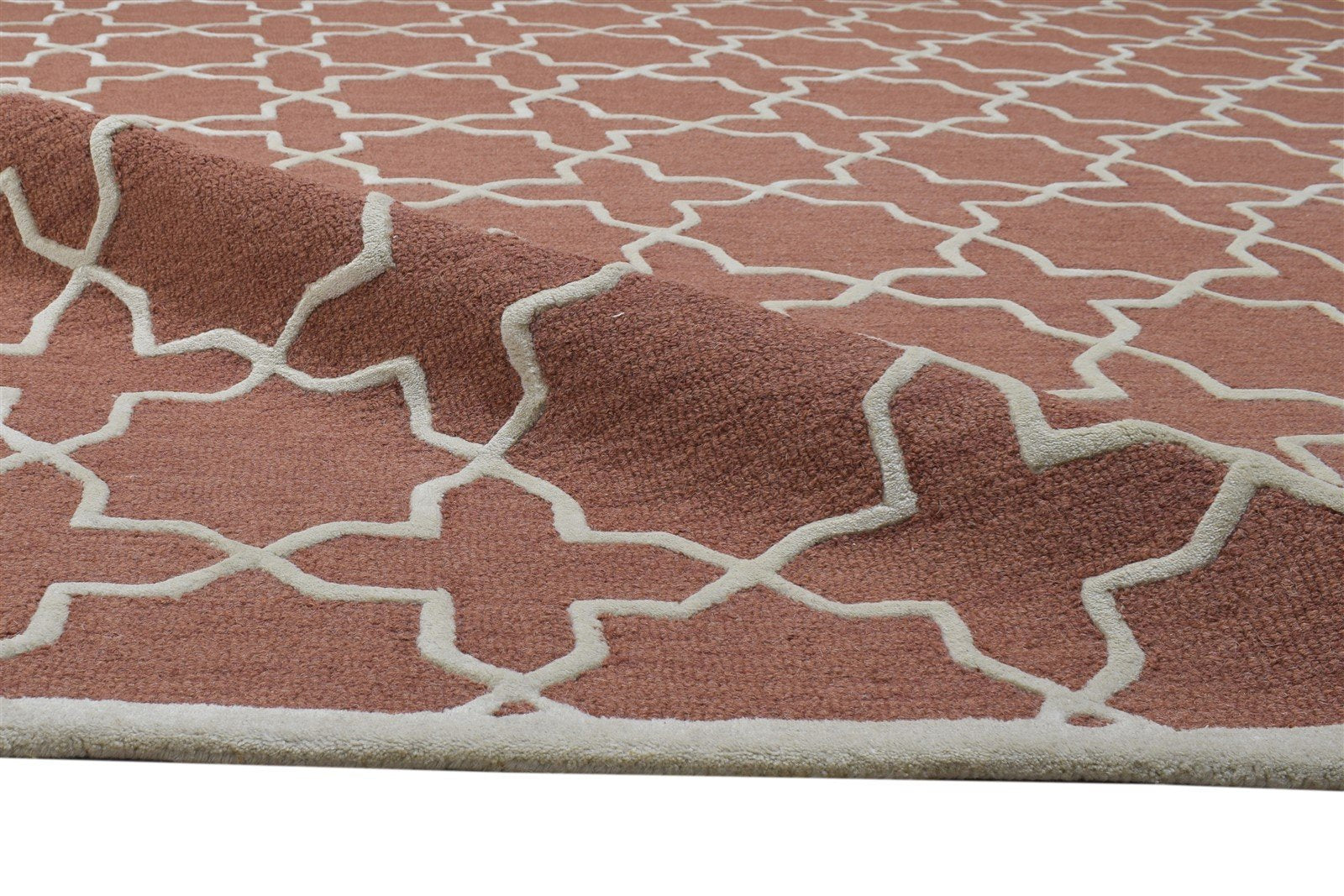 Wool Rust Rug 8' X 10' Modern Hand Tufted Moroccan Geometric Large Carpet 7864307843221