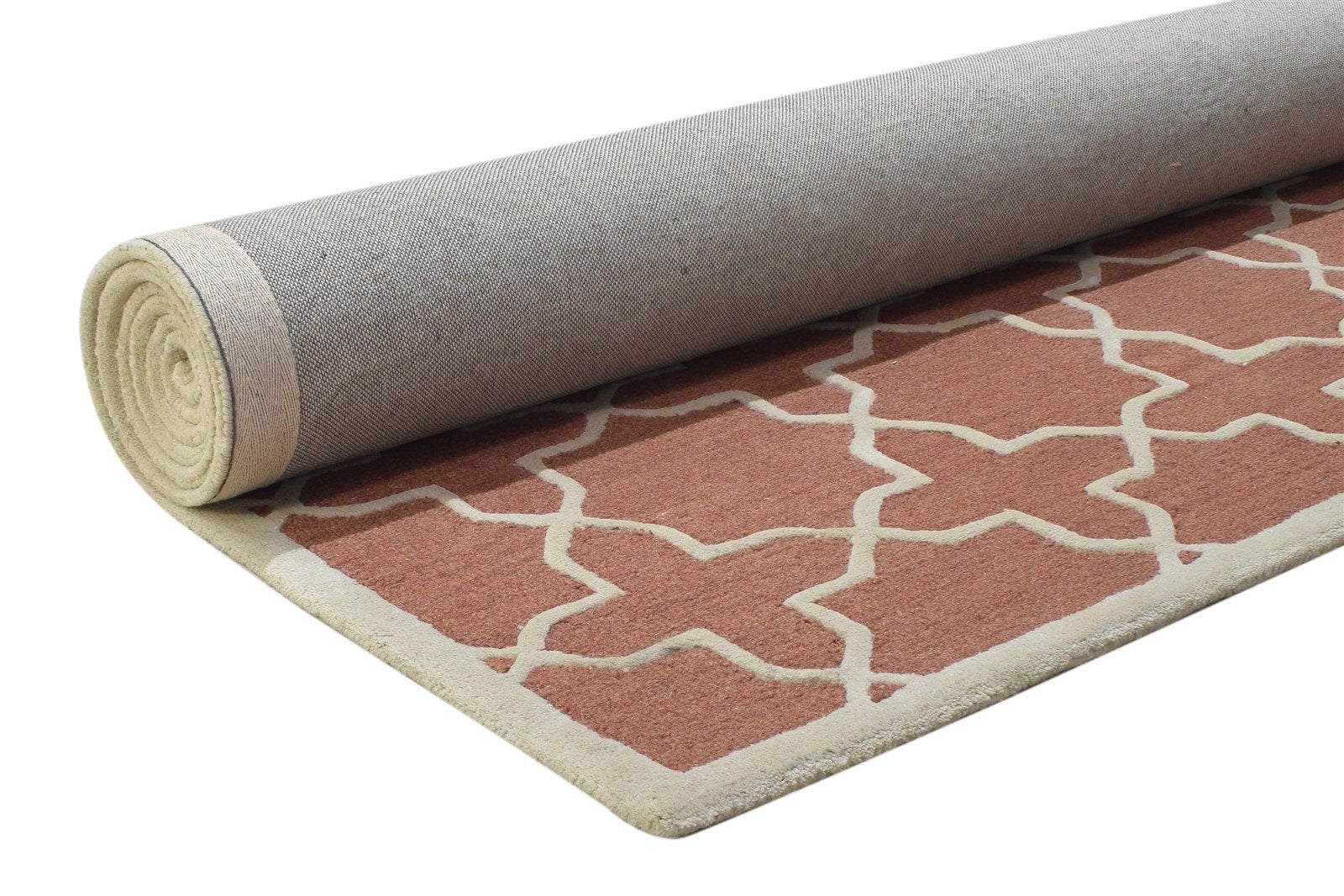 Wool Rust Rug 8' X 10' Modern Hand Tufted Moroccan Geometric Large Carpet 7864307843221