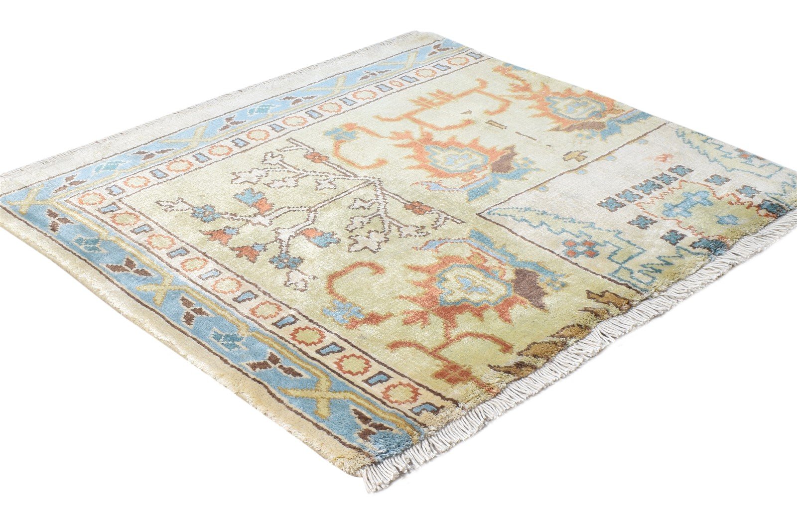 Wool Sage Rug 2'6 X 2' Persian Hand Knotted Oushak Oriental Small Carpet 7865160073365