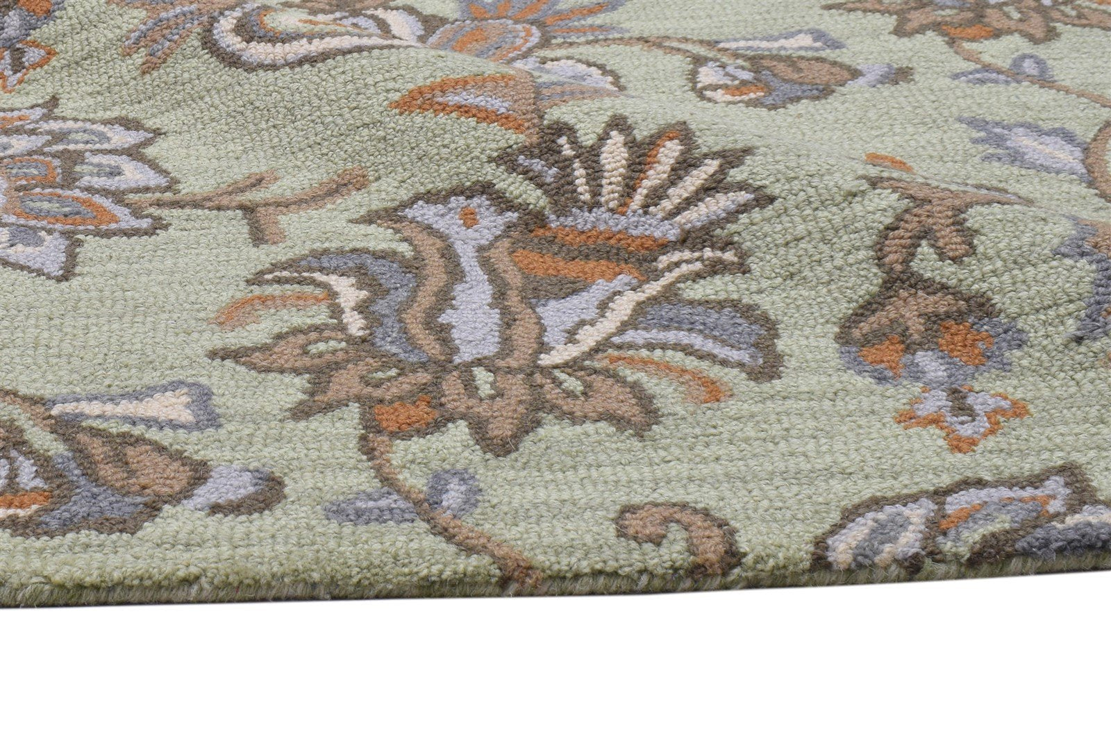 Wool Sage Rug 5' X 8' Modern Hand Tufted French Floral Room Size Carpet 7864095604885