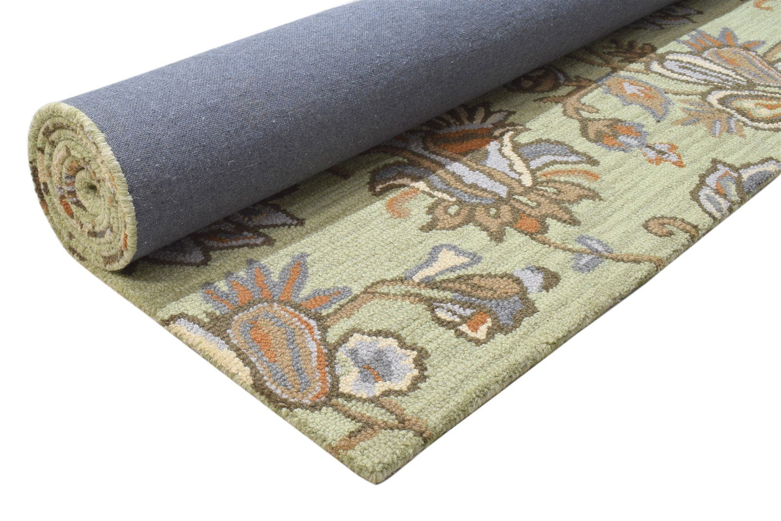 Wool Sage Rug 5' X 8' Modern Hand Tufted French Floral Room Size Carpet 7864095604885