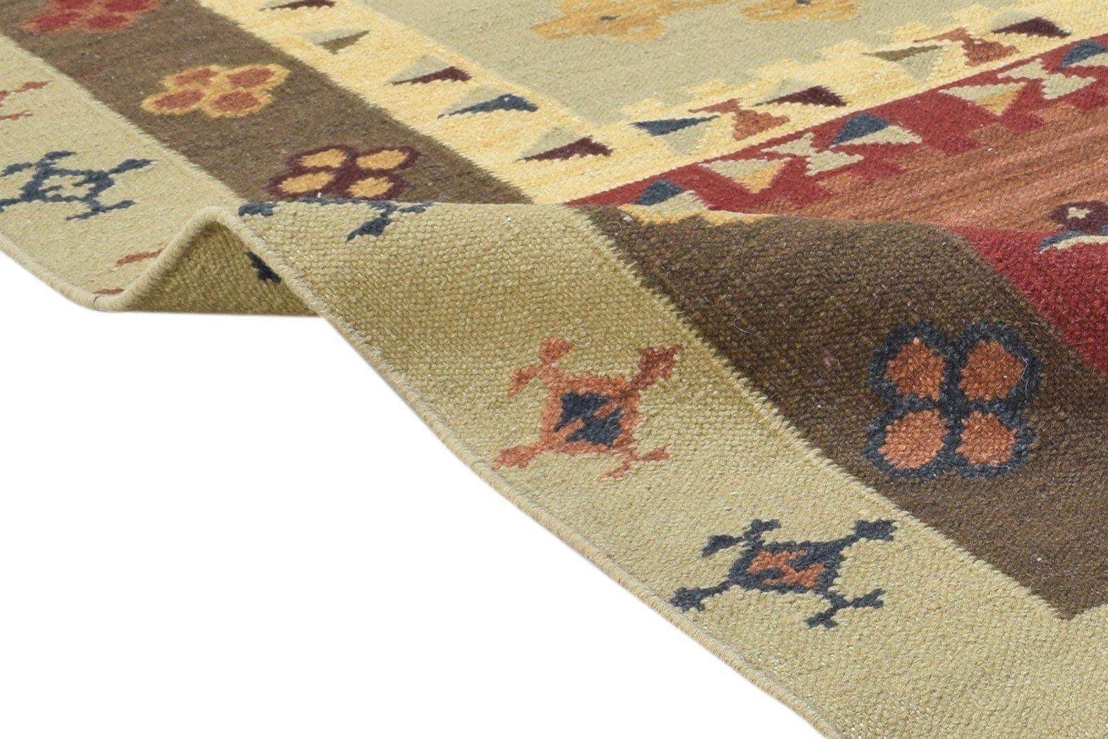 Barry Wool Sage Rug 6' X 8' Southwestern Dhurrie American Tribal 7865049317525