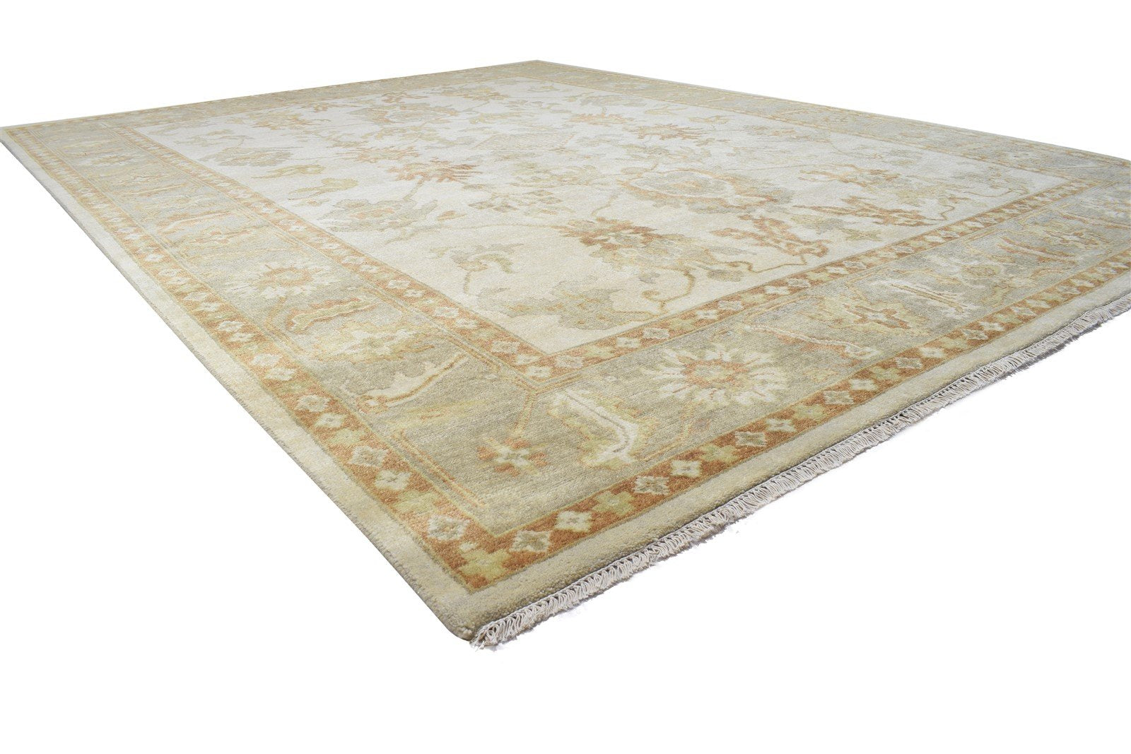 Wool Sage Rug 9' X 12' Persian Hand Knotted Oushak Oriental Extra Large Carpet 7864185192597
