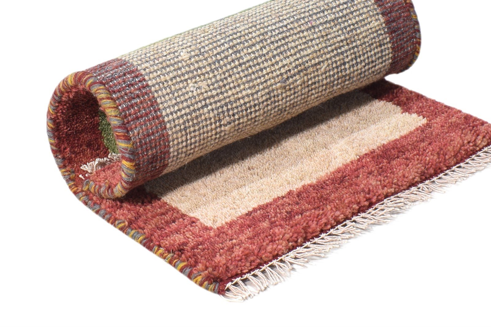 Wool Sand Rug 1' X 2' Tribal Hand Knotted Gabbeh Southwestern Small Carpet 7864505073813