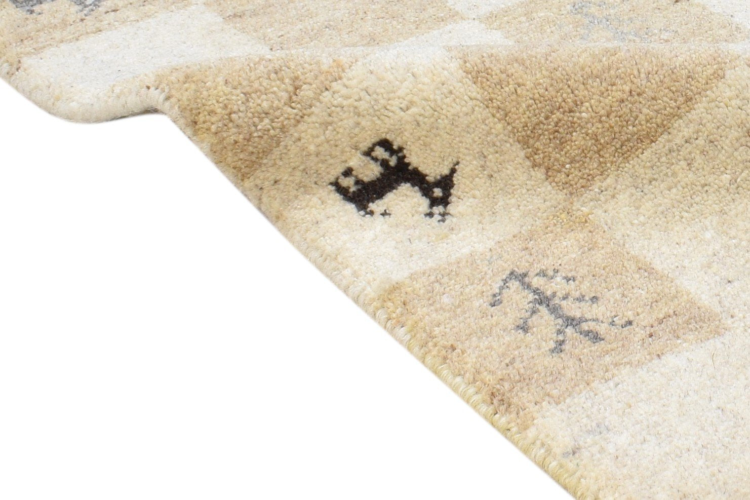 Wool Sand Rug 2' X 2' Southwestern Hand Knotted Gabbeh Tribal Small Carpet 7865101549717