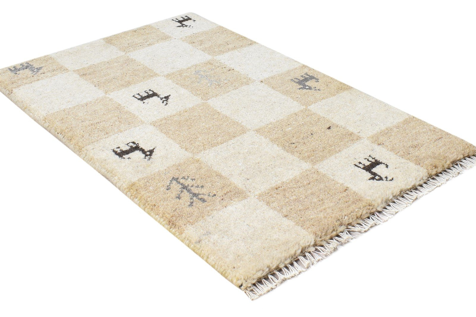 Wool Sand Rug 2' X 2' Southwestern Hand Knotted Gabbeh Tribal Small Carpet 7865101549717
