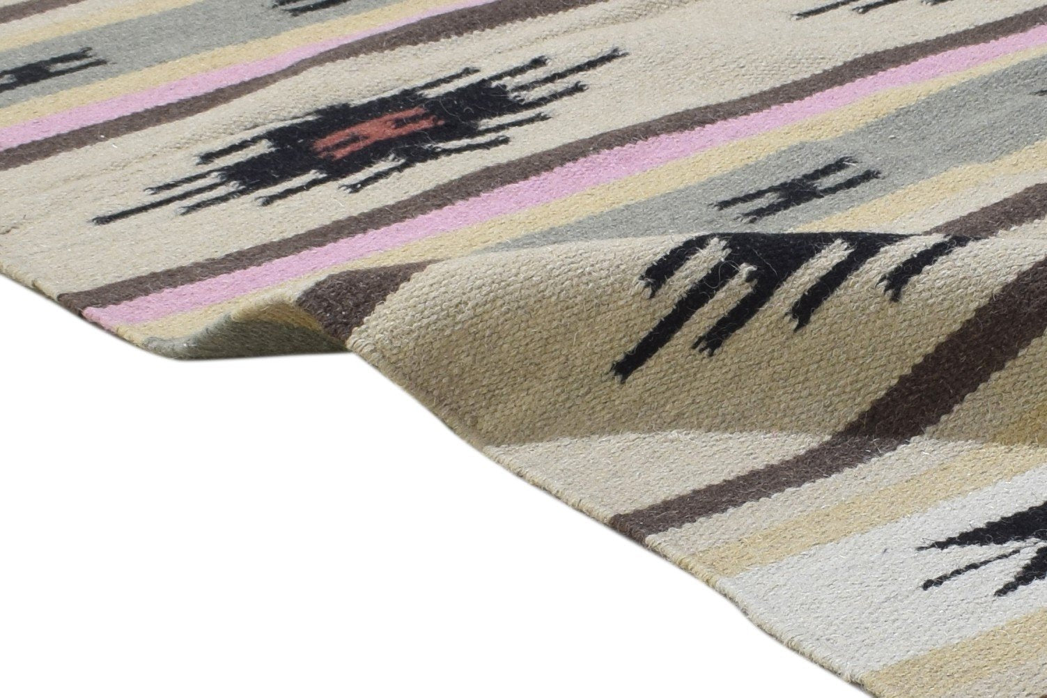 Wool Sand Rug 3' X 5' Persian Dhurrie Oriental Tribal Small Carpet 7864354635925