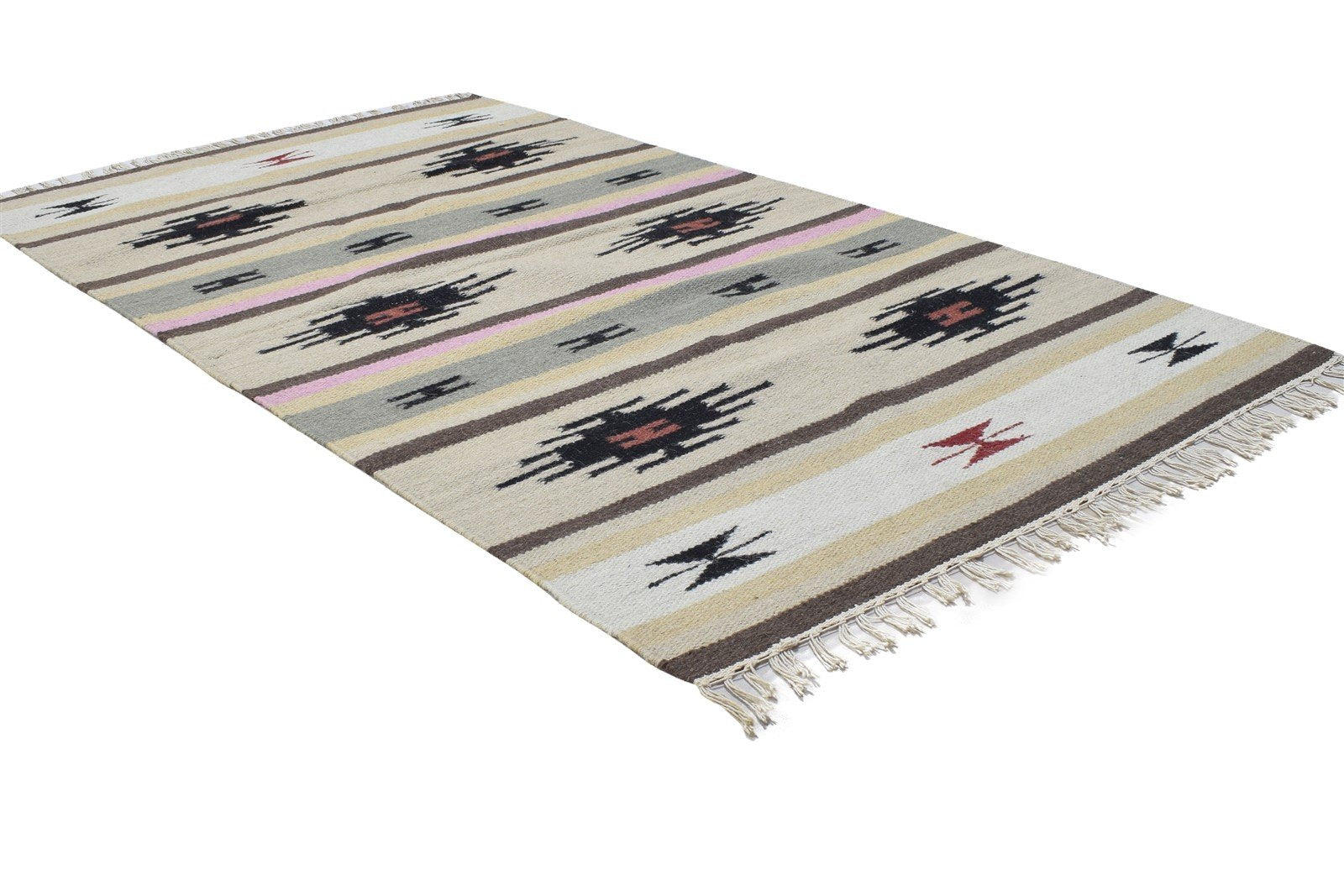 Wool Sand Rug 3' X 5' Persian Dhurrie Oriental Tribal Small Carpet 7864354635925