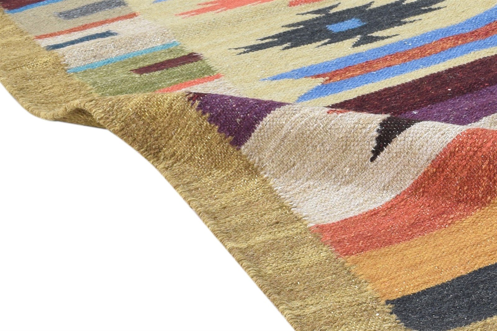 Wool Sand Rug 4' X 6' Persian Dhurrie Southwestern Tribal Room Size Carpet 7864386257045
