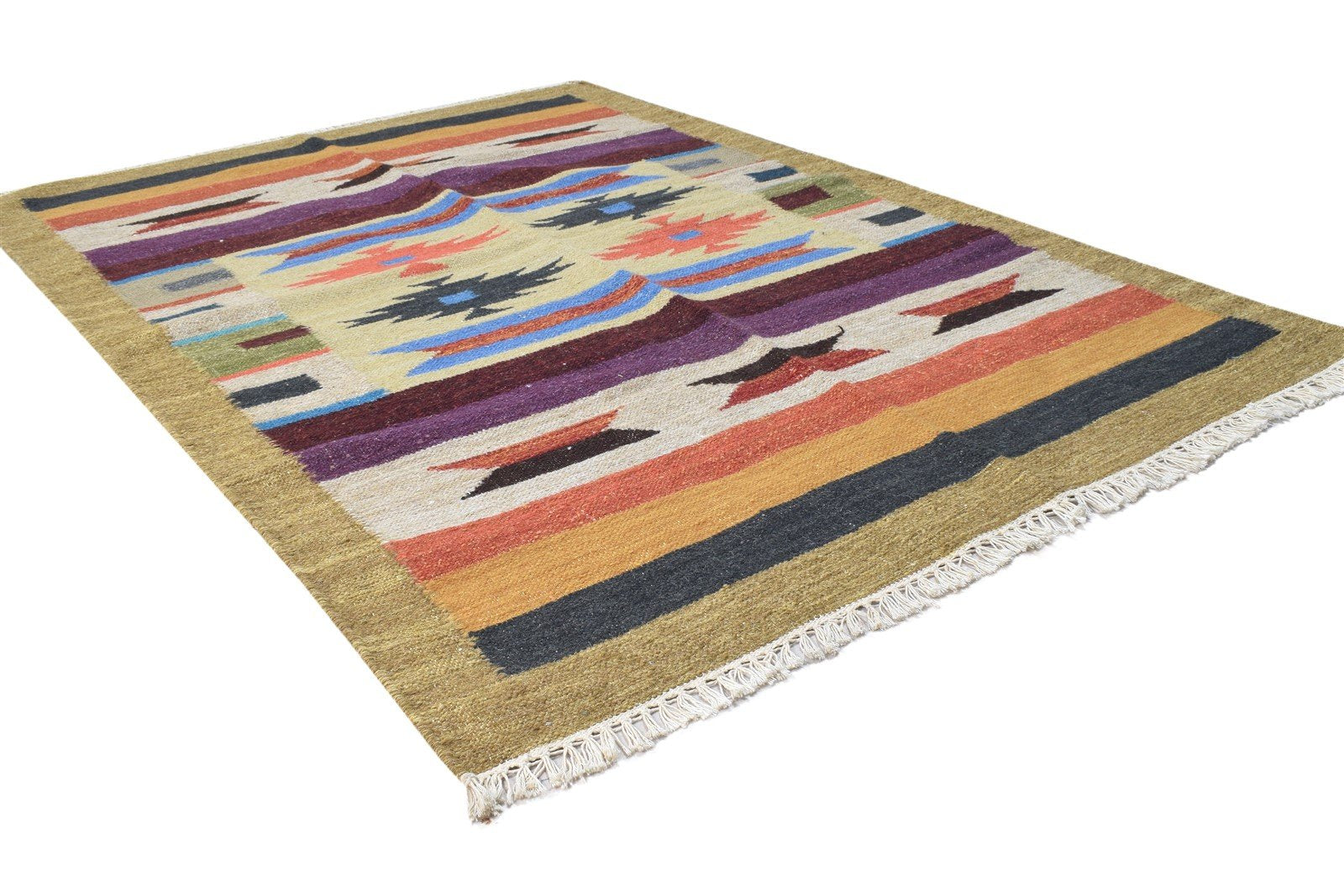 Wool Sand Rug 4' X 6' Persian Dhurrie Southwestern Tribal Room Size Carpet 7864386257045