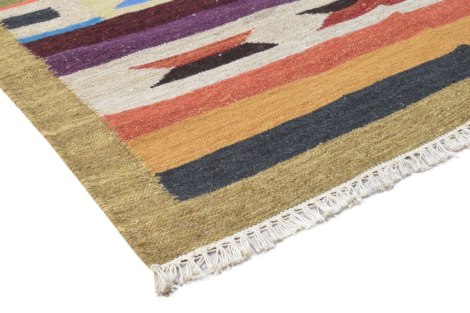 Wool Sand Rug 4' X 6' Persian Dhurrie Southwestern Tribal Room Size Carpet 7864386257045