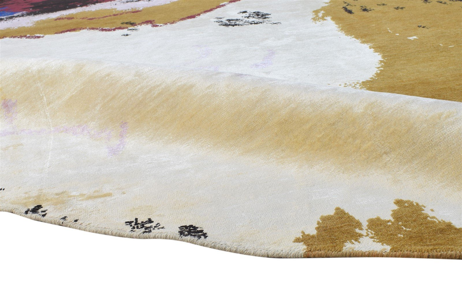 Wool / Silk Beige Rug 11X11 Modern Hand Knotted American Abstract Extra Large 7864616583317