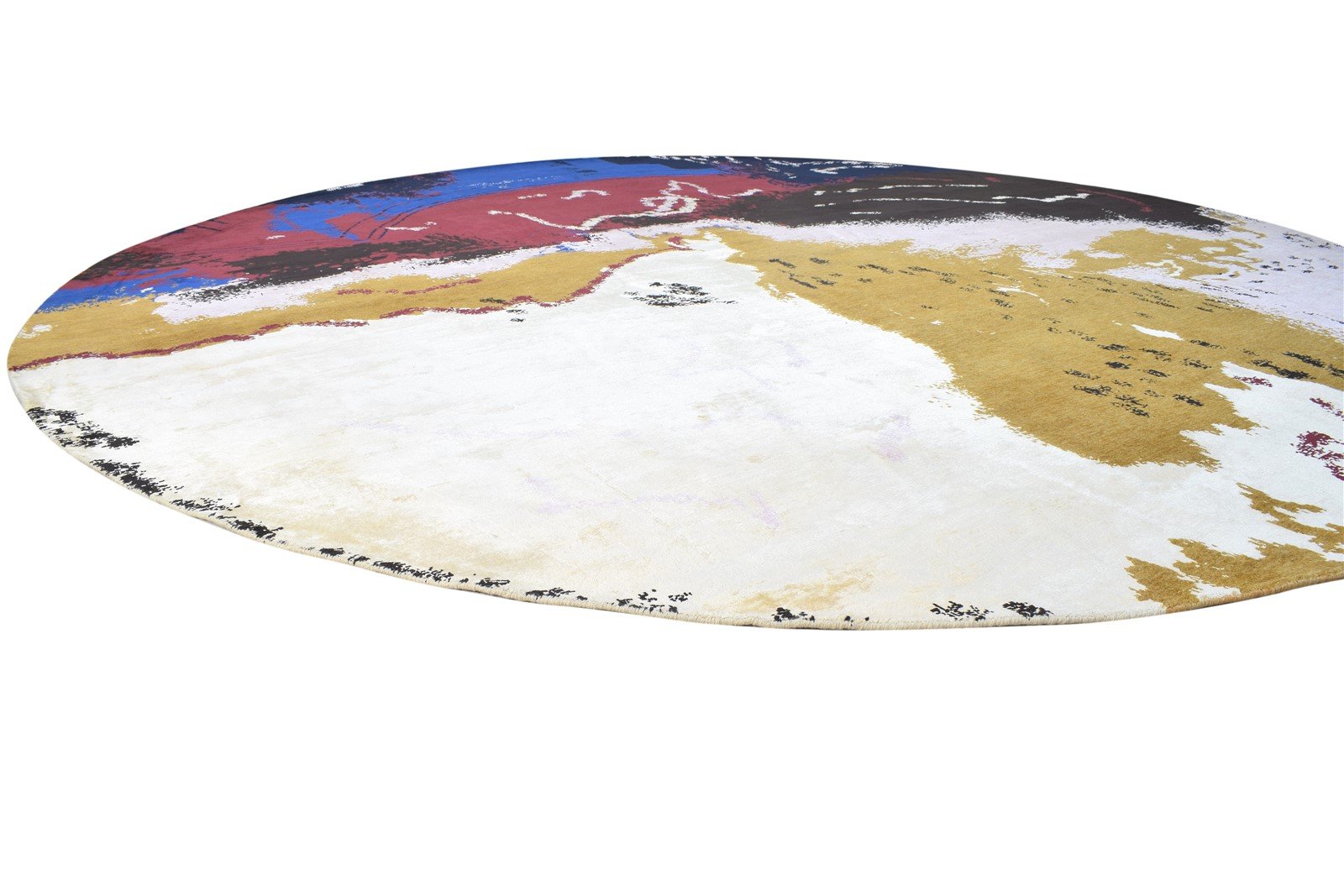 Wool / Silk Beige Rug 11X11 Modern Hand Knotted American Abstract Extra Large 7864616583317