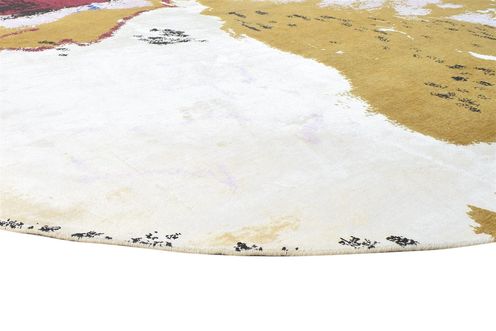 Wool / Silk Beige Rug 11X11 Modern Hand Knotted American Abstract Extra Large 7864616583317