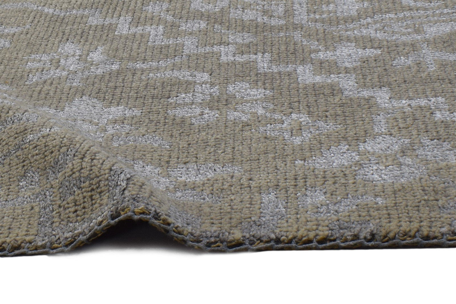 Wool / Silk Beige Rug 2' X 2' Modern Hand Knotted Moroccan Trellis Small Carpet 7864124309653