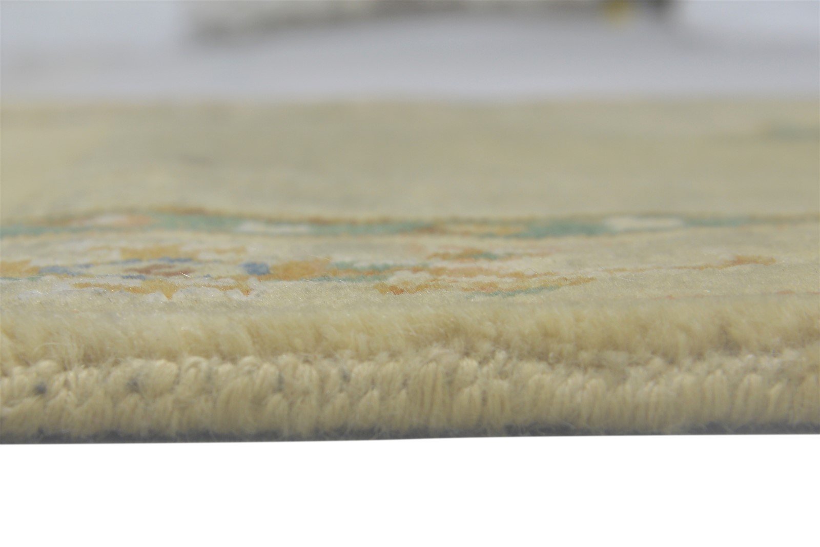 Wool / Silk Beige Rug 3' X 9' Persian Hand Knotted Oushak Oriental Small Runner 7864089575573