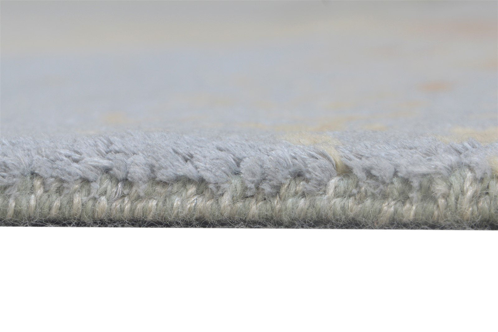 Wool / Silk Beige Rug 3X10 Modern Hand Knotted American Abstract Small Runner 7865148866709