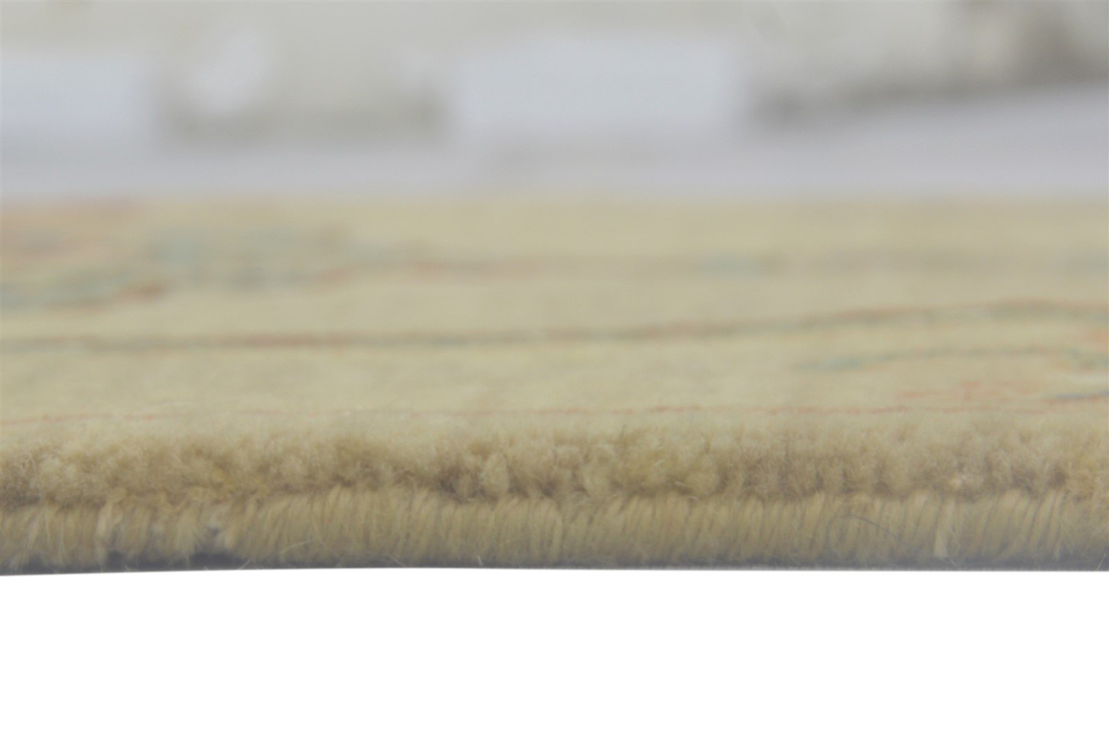 Wool / Silk Beige Rug 3X14 Persian Hand Knotted Oushak Oriental Small Runner 7864089280661