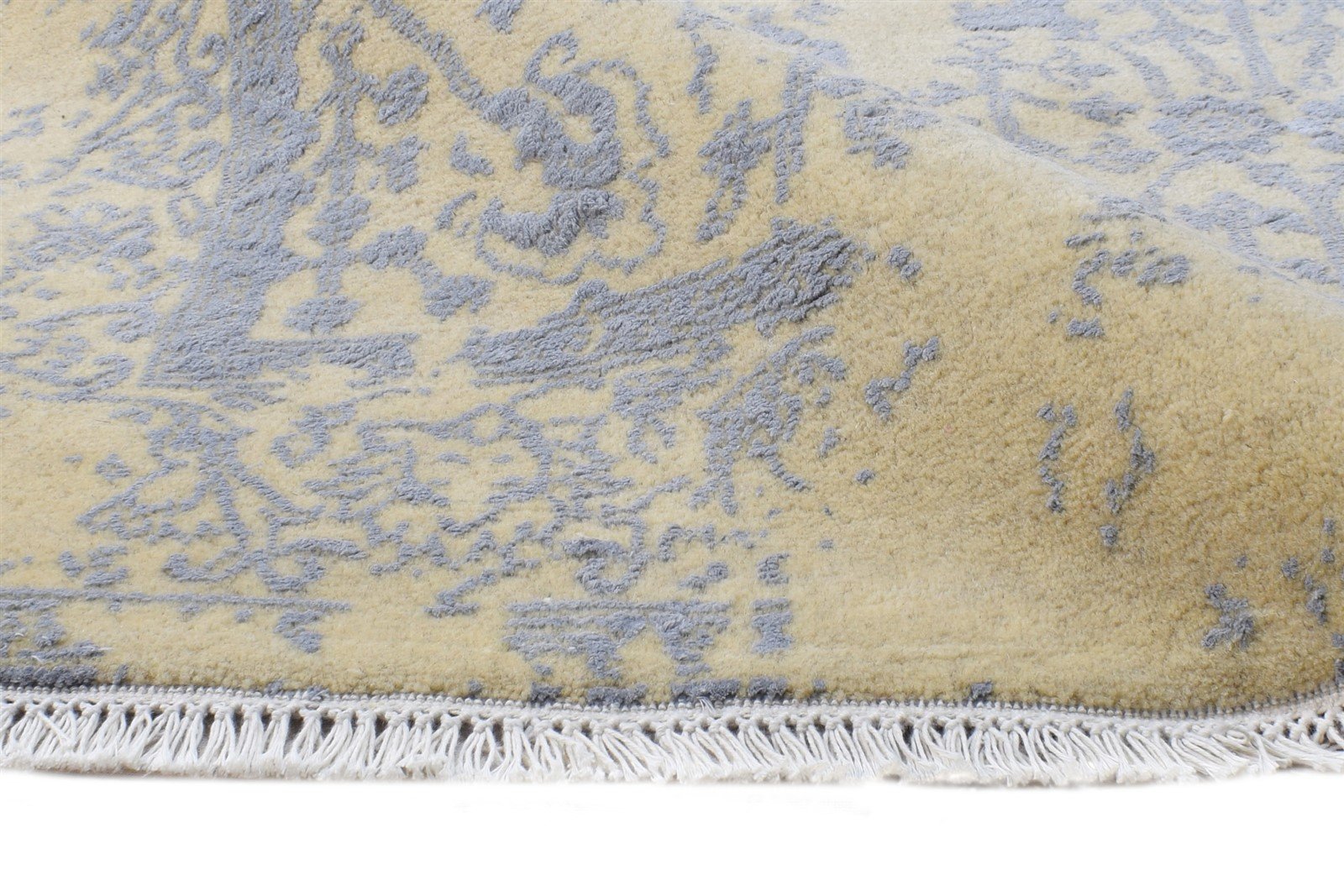 Wool / Silk Beige Rug 4X6 Modern Hand Knotted Oriental Abstract Room Size 7864588894357