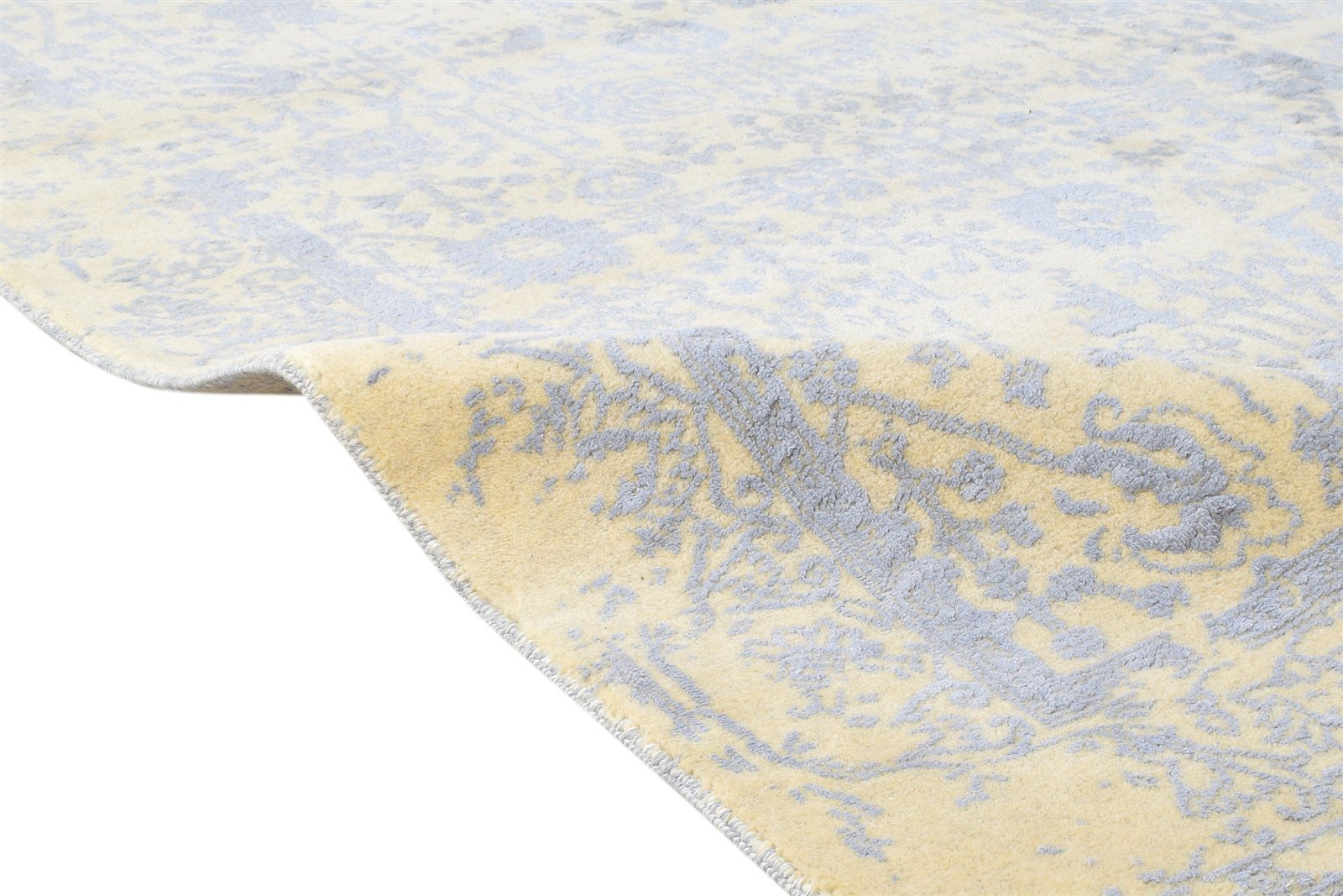 Wool / Silk Beige Rug 4X6 Modern Hand Knotted Oriental Abstract Room Size 7864588894357