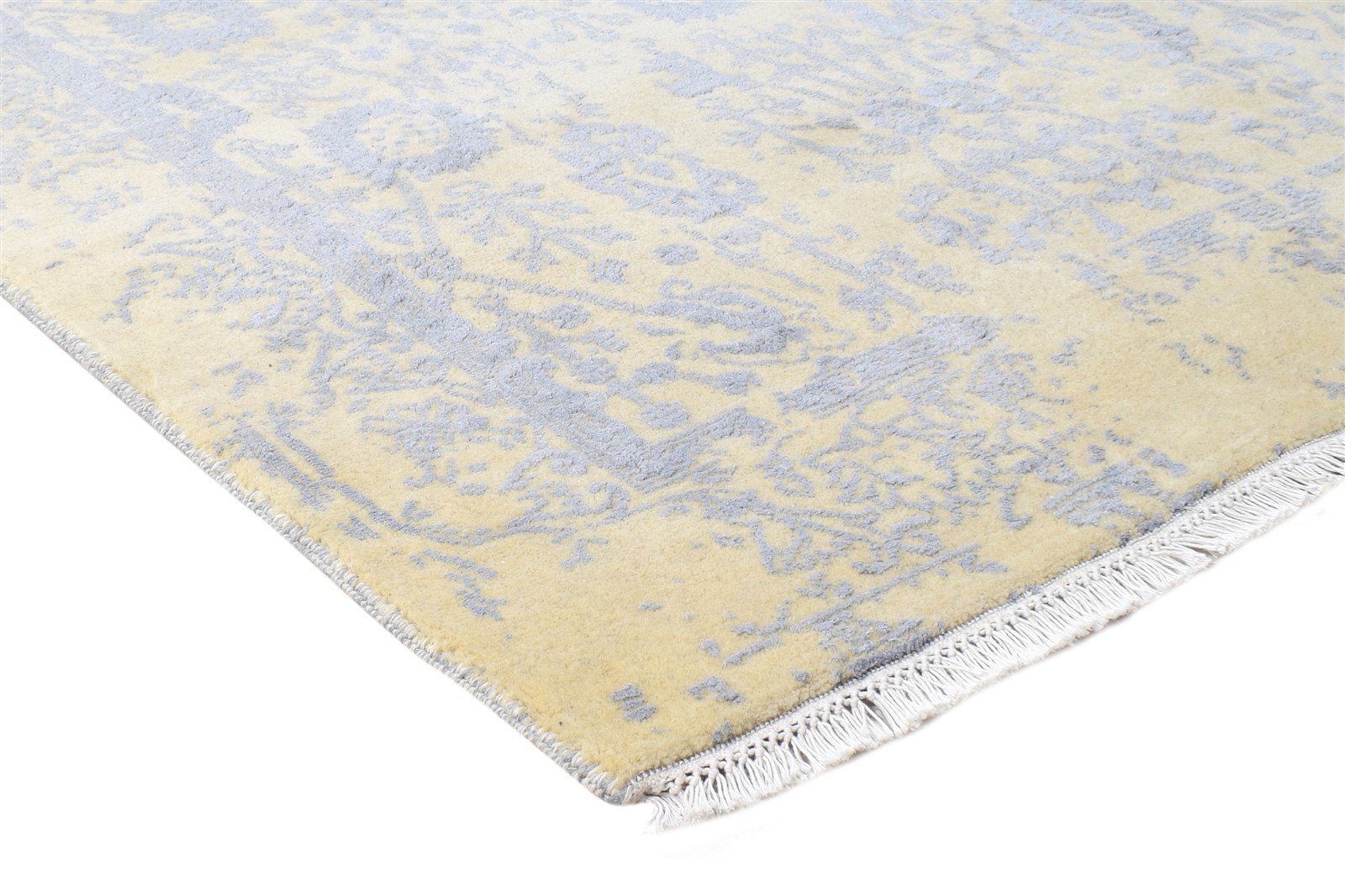 Wool / Silk Beige Rug 4X6 Modern Hand Knotted Oriental Abstract Room Size 7864588894357