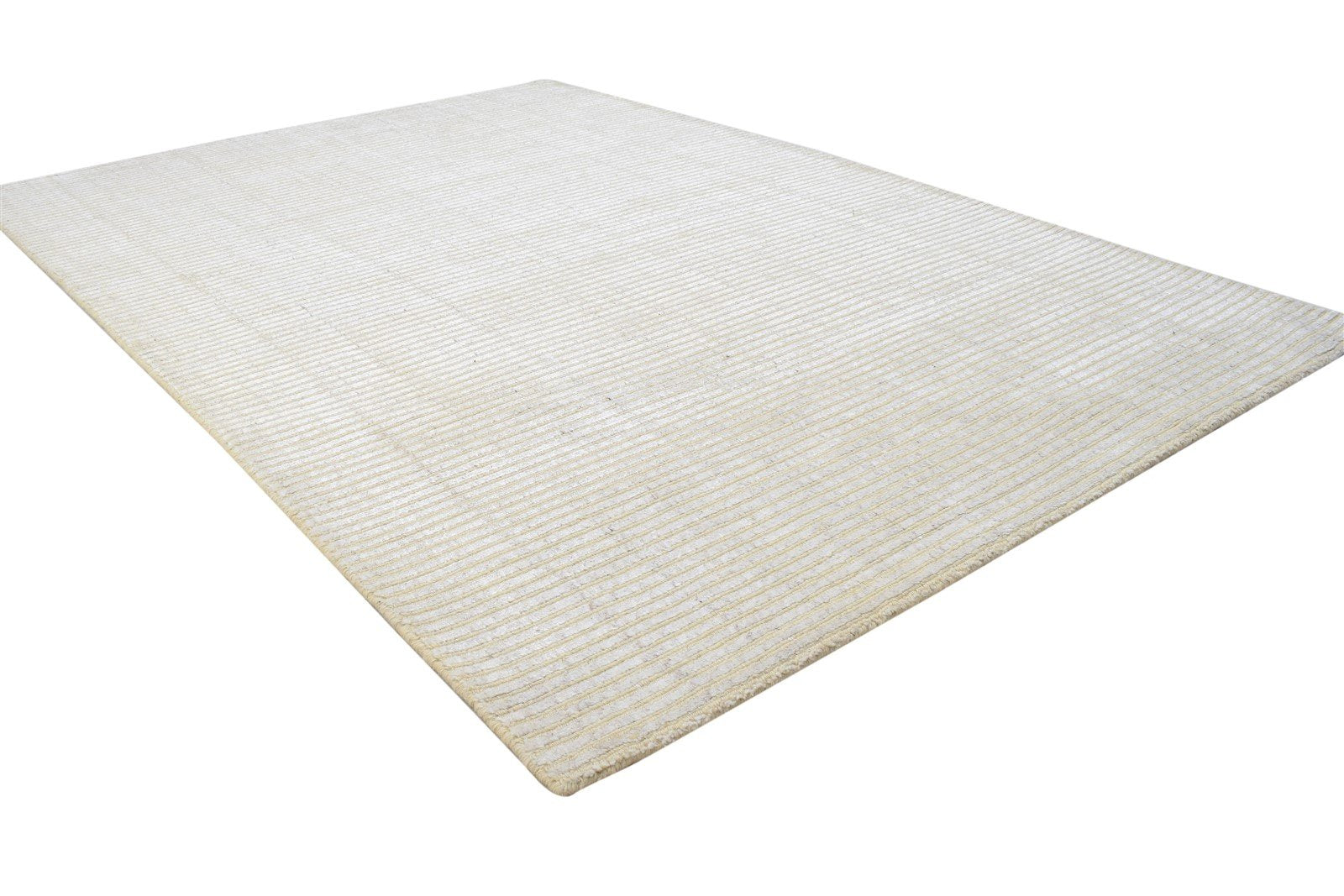 Wool / Silk Beige Rug 4X6 Modern Hand Woven Scandinavian Stars Room Size Carpet 7864312496277