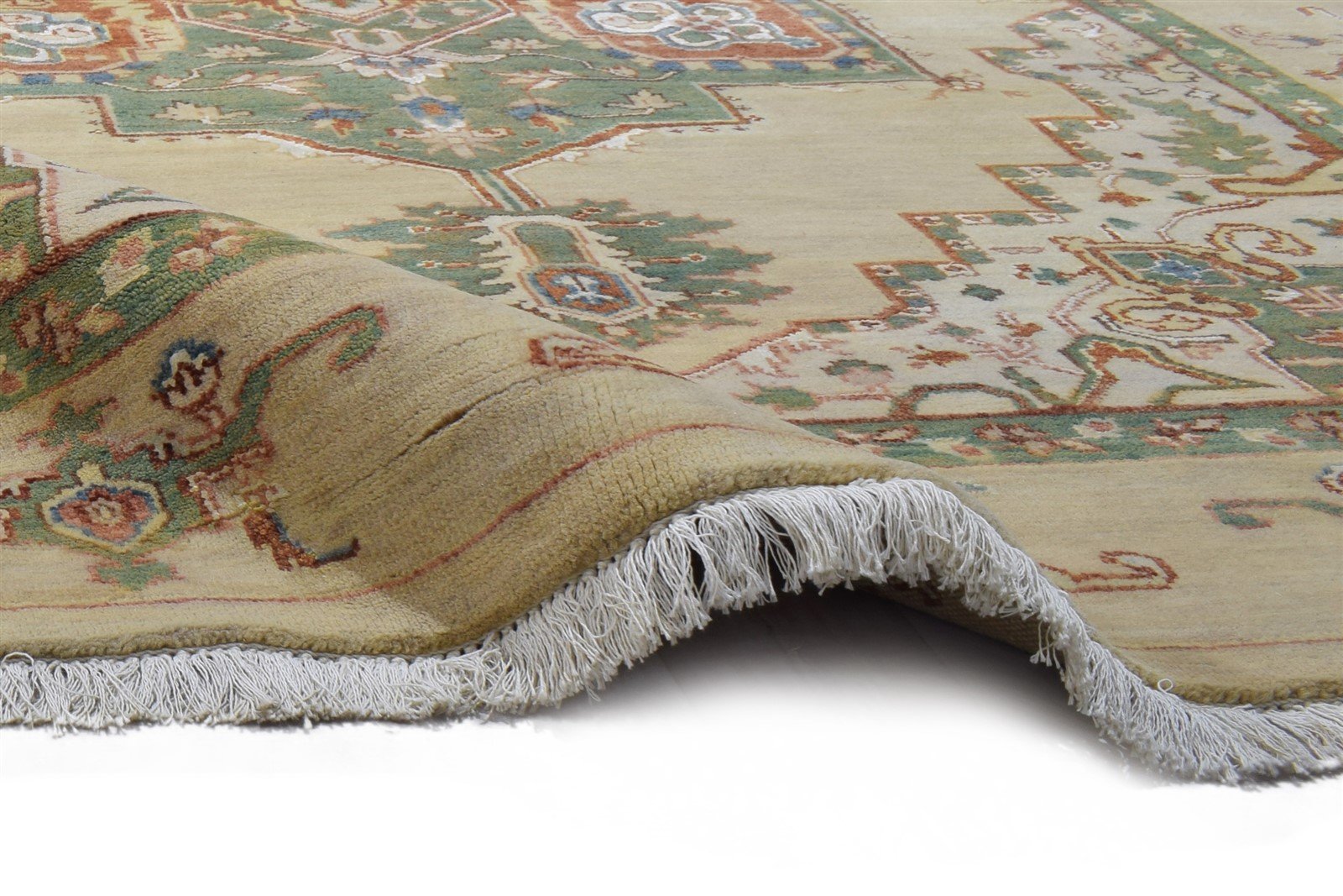 Wool / Silk Beige Rug 5X7 Persian Hand Knotted Oushak Oriental Room Size Carpet 7864091017365