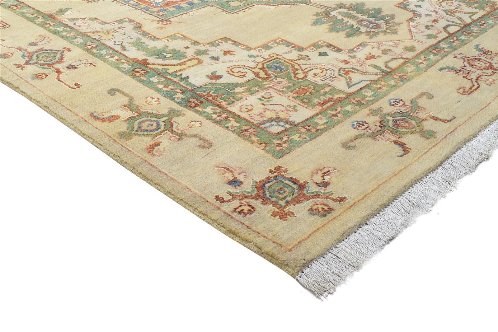 Wool / Silk Beige Rug 5X7 Persian Hand Knotted Oushak Oriental Room Size Carpet 7864091017365