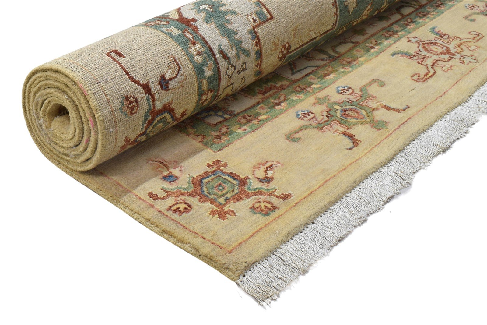 Wool / Silk Beige Rug 5X7 Persian Hand Knotted Oushak Oriental Room Size Carpet 7864091017365