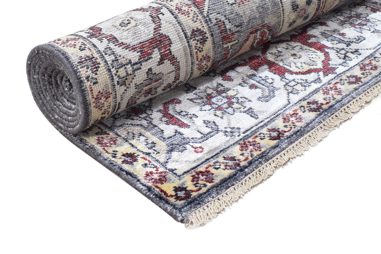 Wool / Silk Beige Rug 6X9 Persian Hand Knotted Heriz-Indian Oriental Room Size 7864999379093