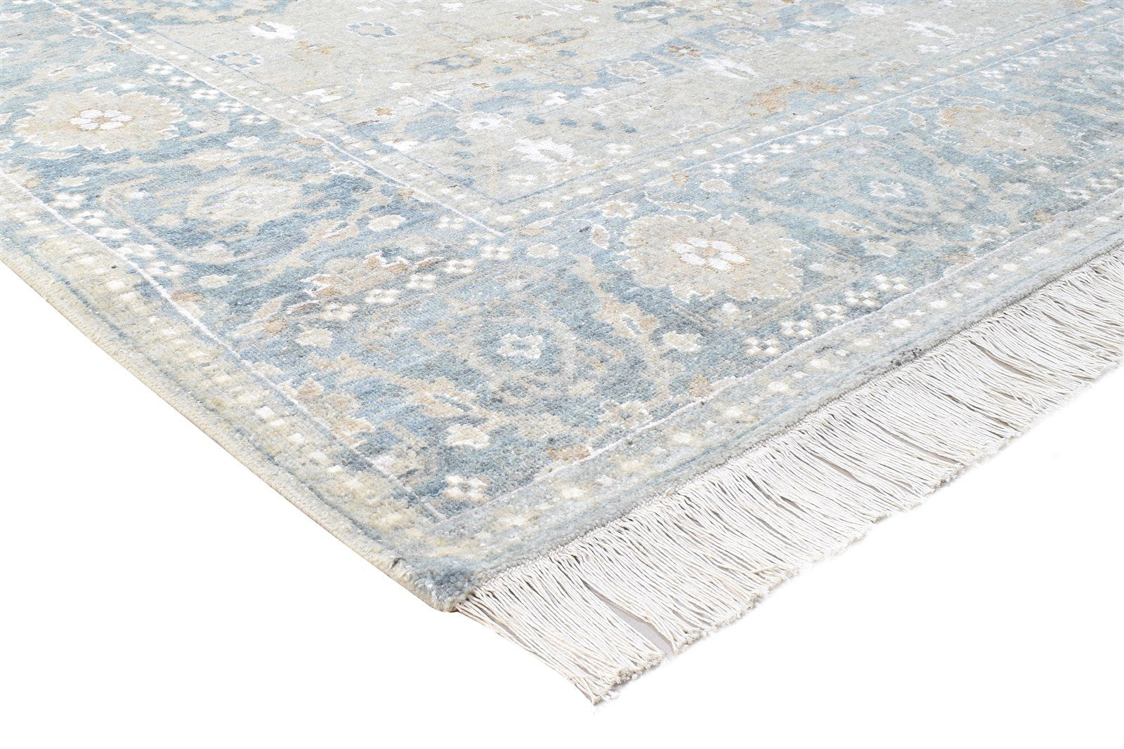 Wool / Silk Beige Rug 8X11 Persian Hand Knotted Kashan Oriental Large Carpet 7864573526165