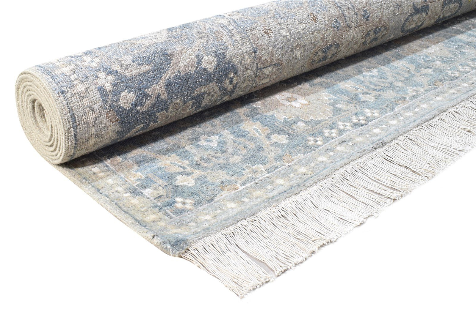 Wool / Silk Beige Rug 8X11 Persian Hand Knotted Kashan Oriental Large Carpet 7864573526165