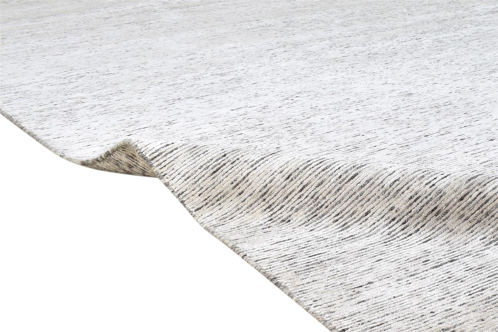 Wool / Silk Beige Rug 9X12 Modern Hand Knotted Scandinavian Solid Large Carpet 7864578277525