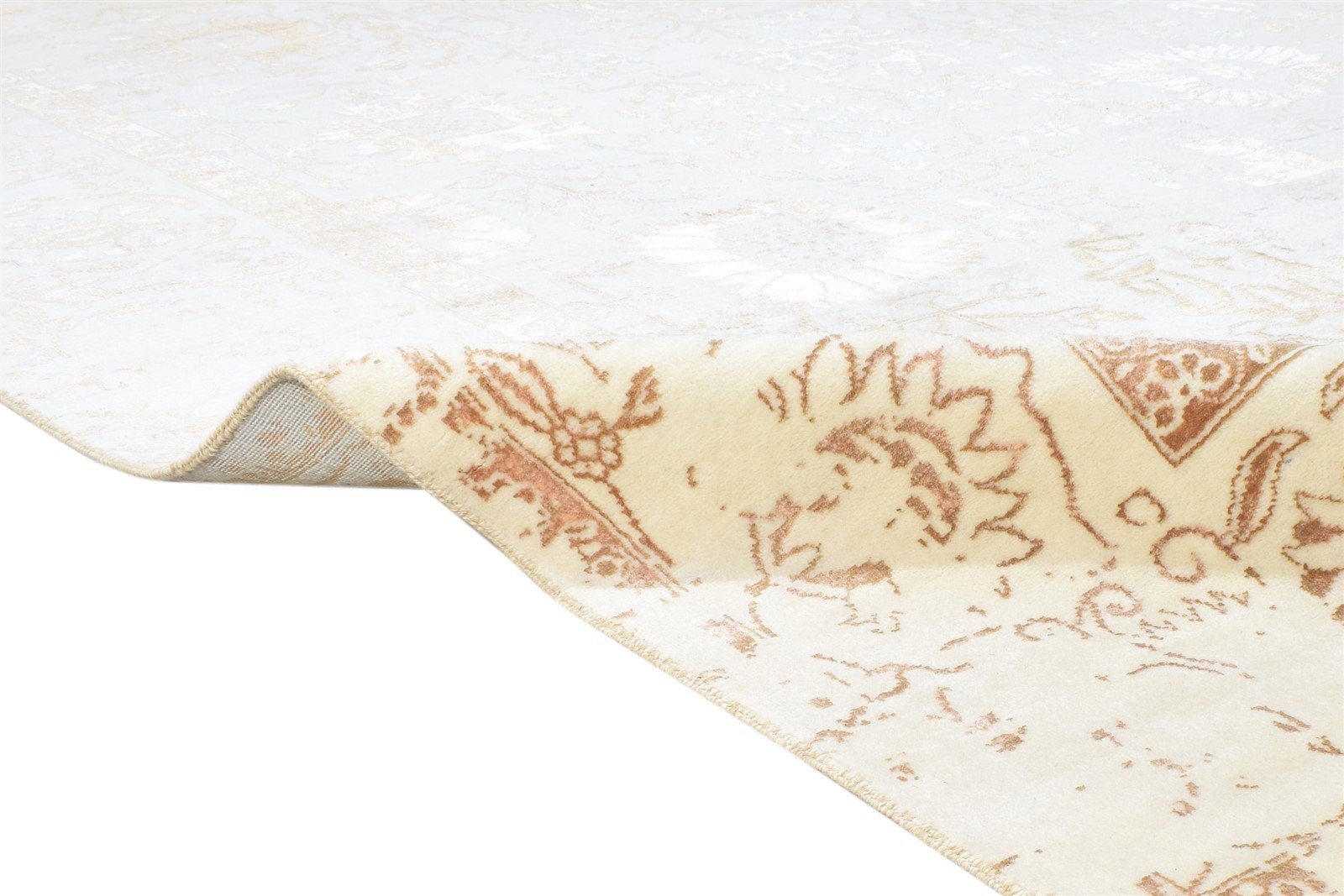Wool / Silk Beige Rug 9X13 Persian Hand Knotted Oushak Oriental Large Carpet 7864621760661