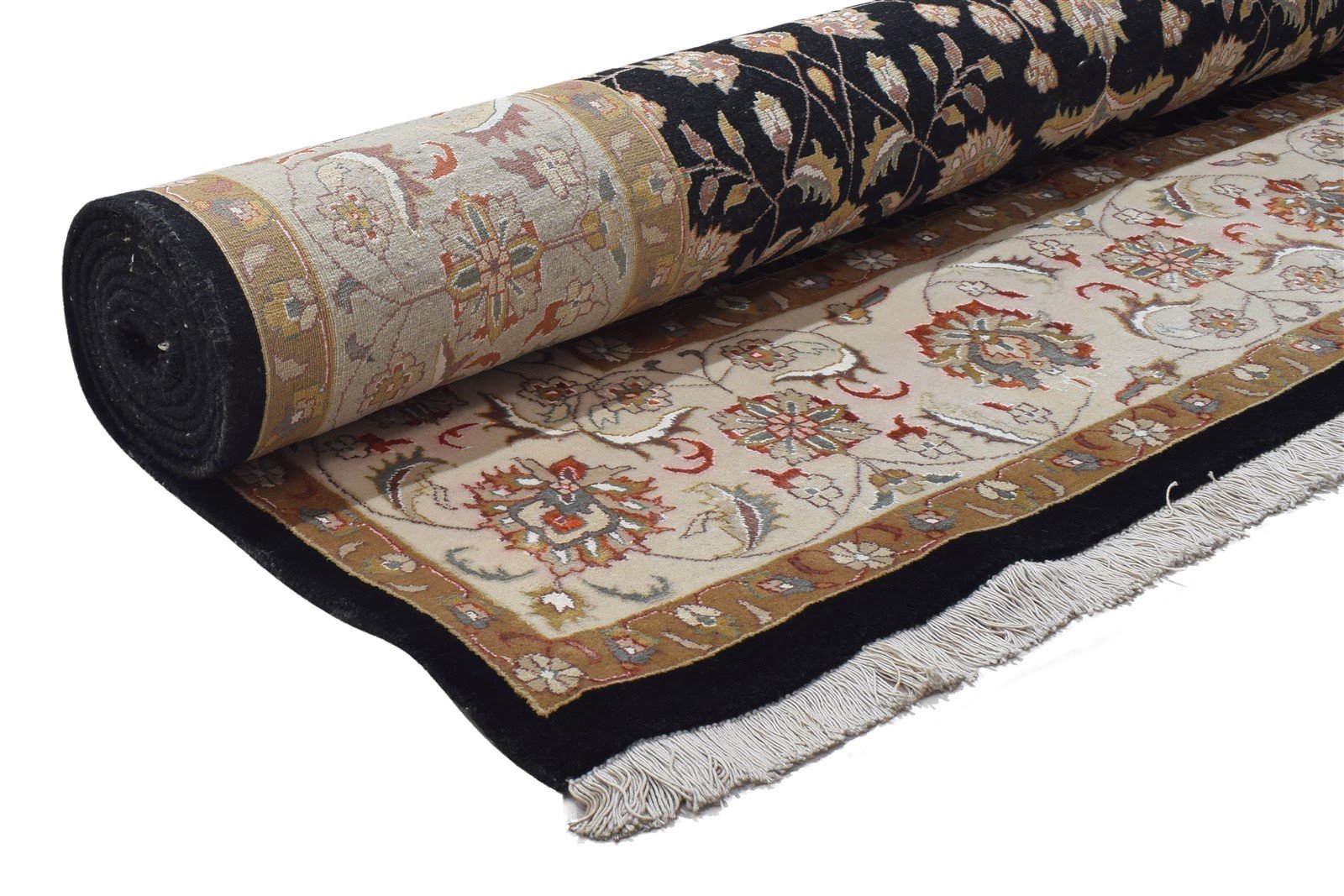 Wool / Silk Black Rug 9X12 Persian Hand Knotted Sarouk-Indian Oriental Large 7864173265045