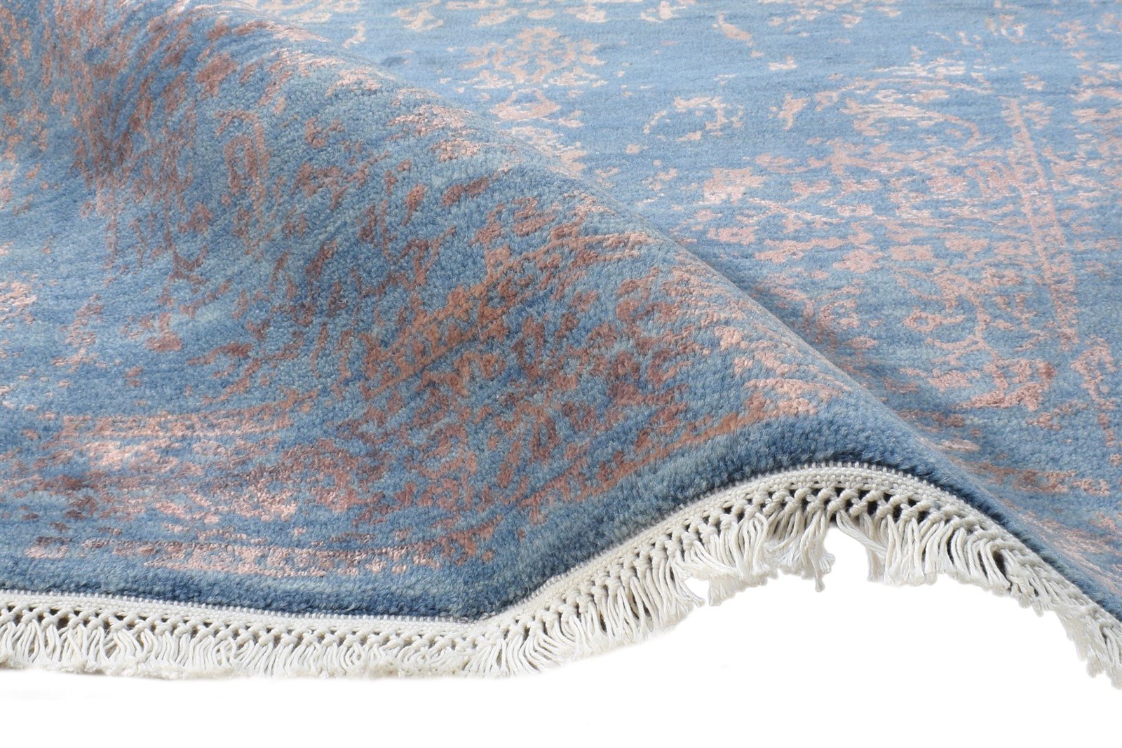 Wool / Silk Blue Rug 2'6"x4 Modern Hand Knotted Oriental Abstract Small Carpet 7864590729365